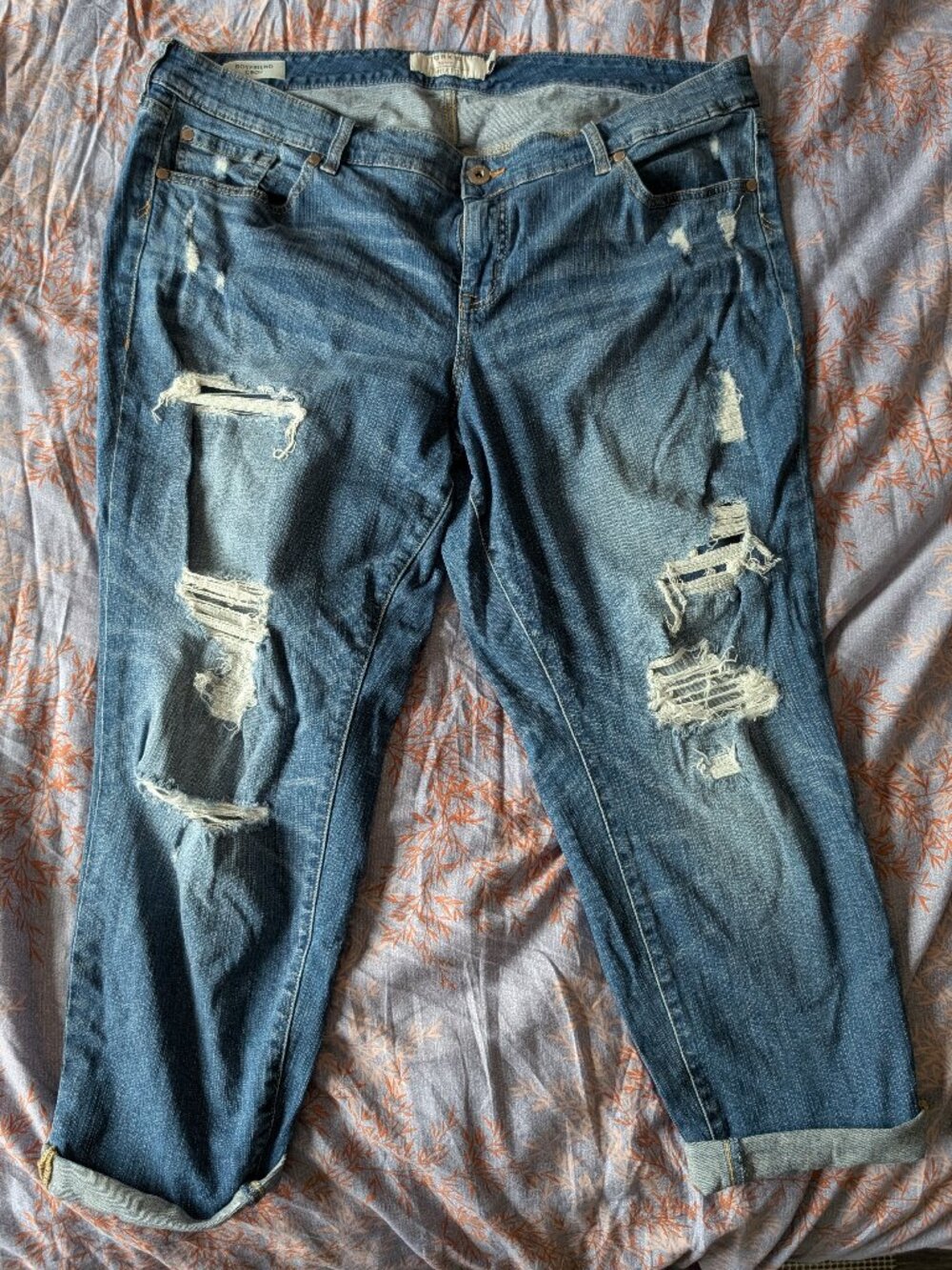Torrid ankle crop pre-torn mom jeans